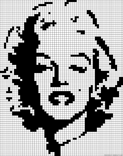 marilyn monroe cross stitch Grille Pixel Art, Cross Stitch Silhouette, Modele Pixel Art, Graph Paper Drawings, Graph Crochet, Easy Pixel Art, Pixel Drawing, Pixel Crochet, Pixel Art Grid