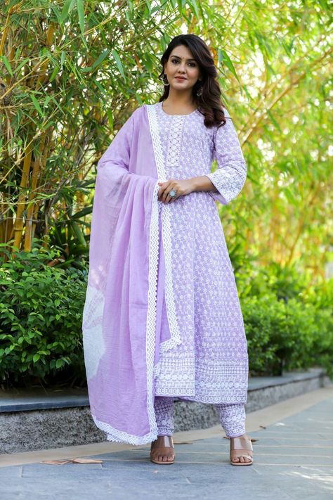 Women anarkali dress Kurti Pants, Chikankari Anarkali, Bandhani Dupatta, Chikankari Suits, Anarkali Kurti, Anarkali Kurta, Kurtis With Pants, Dupatta Set, Anarkali Dress