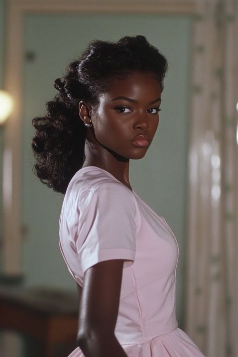 Princess Era Aesthetic, Color Analysis Black Women, 1950s Glam Makeup, Natural Hair Wet Look, How To Be Effortlessly Pretty, Black Women 90s Hairstyles, Vintage Black Hairstyles, Preppy Black Women Aesthetic, 1920s Fashion Black Women