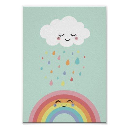 Gods Promise, Nursery Pastel, Rainbow Drawing, Children's Drawing, Cloud Rainbow, Kawaii Drawing, Cute Cloud, Pastel Poster, Rainbow Painting