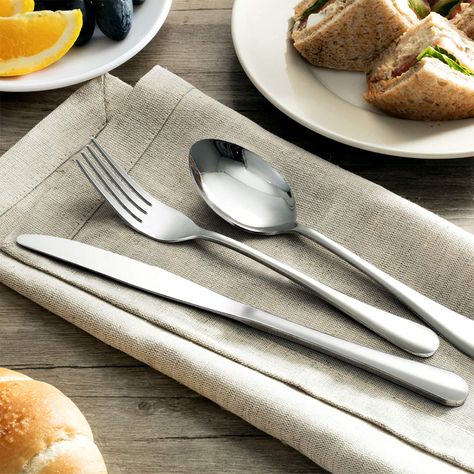 Silverware Set HaWare 48Piece Stainless Steel Flatware Set Includes 40piece Cutlery Set 8Piece Serving Set Service for 8 Dishwasher Safe -- You can get more details by clicking on the image.-It is an affiliate link to Amazon. Eating Utensils, Stainless Steel Flatware, Serving Utensils, Serving Set, Flatware Set, Cutlery Set, Kitchen Utensils, Flatware, Cool Kitchens