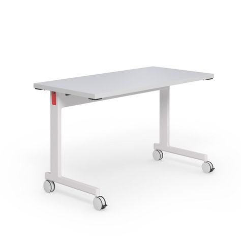 Pixel delivers an innovative and elegant update to flexible, mobile desks and tables for the office or home. The 48" C-Leg Desk is perfect for smaller offices and spaces that require movable, storable furniture. Available with or without casters. | Knoll Pixel C-Leg Desk - 48 x 24, White, Metal Mobile Desks, Semicircle Table, Teacher Podium, Mobile Desk, Bauhaus Furniture, School Furniture, Conference Table, Small Office, Home Office Desks