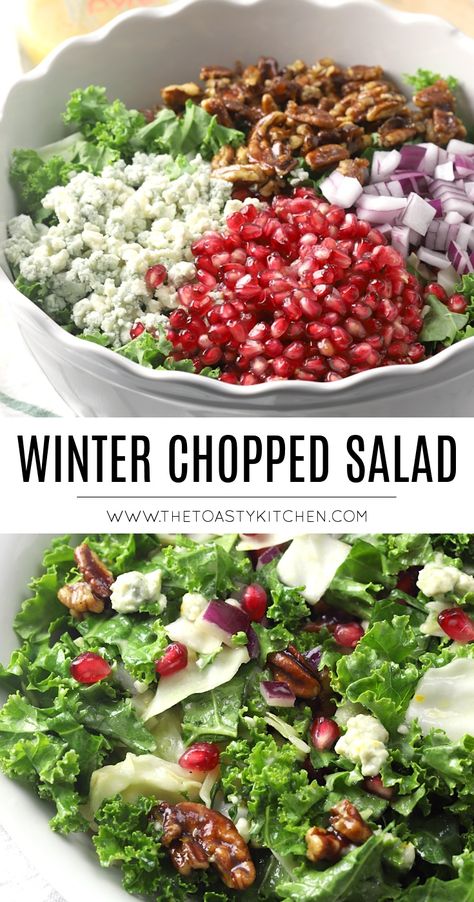 Salad Cabbage, Pomegranate Recipes Salad, Winter Produce, Winter Side Dishes, Chopped Salad Recipe, Christmas Salad Recipes, Winter Salad Recipes, Chopped Salad Recipes, Christmas Salads