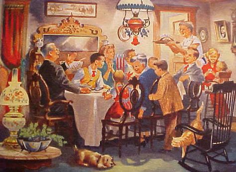 Christmas Dinner. .@@@@@.....http://www.pinterest.com/jennifergbrock/vintage-christmas-images-art-illustration-that-evo/ Thanksgiving Pictures, Postal Vintage, Thanksgiving Images, Thanksgiving Art, Vintage Thanksgiving, Impressionism Painting, Images Vintage, Old Fashioned Christmas, Painting Landscape