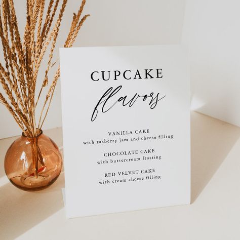 Rustic Calligraphy Wedding Cupcake Flavors Pedestal Sign Wedding Cupcake Sign Ideas, Wedding Dessert Sign Ideas, Cupcake Signs For Wedding, Wedding Cupcake Flavors, Cupcake Signs, Gift Calligraphy, Calligraphy Signs, Signing Table Wedding, Cupcake Flavors