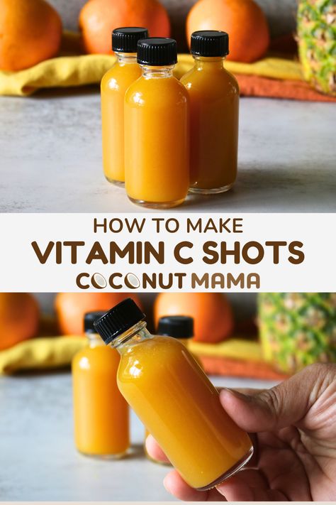 Vitamin C Drink Recipe, Vitamin C Shots, Vitamin C Shot Recipe, Vitamin C Drink, Healthy Shots, Vitamin C Drinks, Juice Shots, Fresh Juice Recipes, Ginger Shots