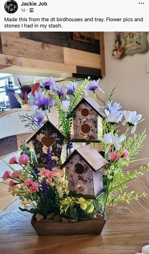 Birdhouse Centerpiece, Farmhouse Birdhouse, Farmhouse Birdhouses, Birdhouse Decor, Decorative Bird Houses, Birdhouse, Bird Houses, Hobbies, Farmhouse