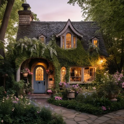 Victorian Homes Garden, Brick House Cottage Core, Cozy Cottage Exterior Fairy Tales, Cottage Core Architecture, Cottagecore Cottage Exterior, Cute Cozy Homes Exterior, Cottage Ore House, Cozy Cottage In The Woods Interiors, Vintage Home Outside