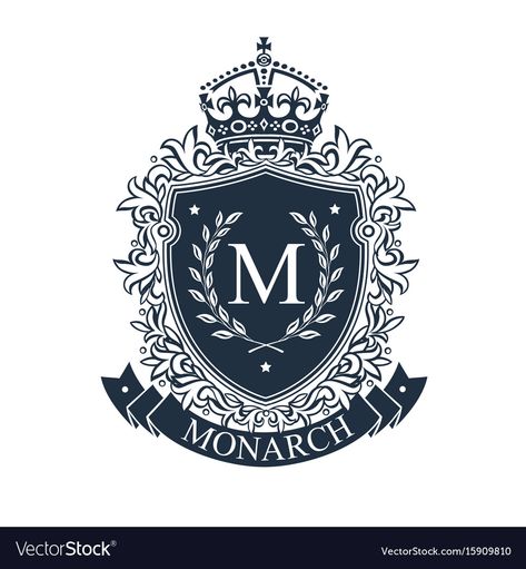 Royal Emblem, Heraldry Design, Royal Logo, Shield Vector, School Logo, Vector Template, Laurel Wreath, Luxury Logo, Emblem Logo