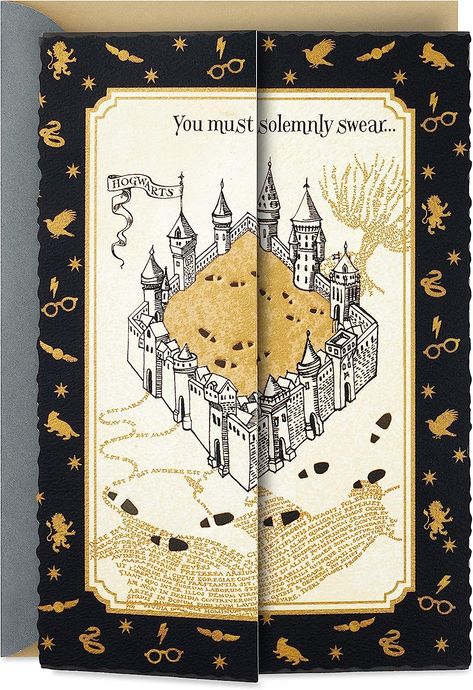 Hallmark Harry Potter Birthday Card (Marauder's Map) Harry Potter Themed Birthday Cards, Harry Potter Map, Harry Potter Card, Harry Potter Birthday Cards, Harry Potter Cards, Map Office, Lap Book, Marauders Map, Harry Potter Christmas