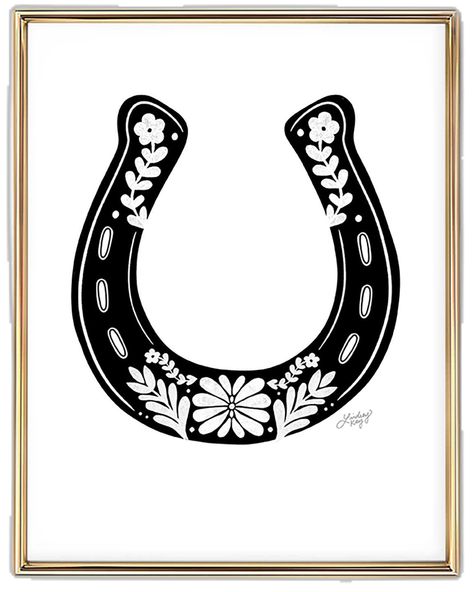 Western Ornamental Tattoo, Cool Western Drawings, Horshoe Tatoos Traditional, American Traditional Shamrock Tattoo, American Traditional Horseshoe Tattoo, Horseshoe Drawing, Traditional Horseshoe Tattoo, Horse Shoe Drawing, Horseshoe Illustration