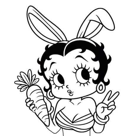 Betty Boop Koko The Clown, Betty Boop Baddie, Brats Coloring Page, Betty Boop Tattoo Stencil, Betty Boop Sketch, Betty Boop Coloring Pages, Betty Boop Drawing, Gangster Drawings, Betty Boop Tattoos