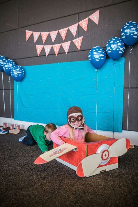 Jet Birthday Party, Cardboard Plane, Airplane Birthday Party Ideas, Airplane Themed Birthday Party, Airplane Party Theme, Cardboard Airplane, Helicopter Birthday, Airplane Birthday Party Decorations, Toddler Cookies