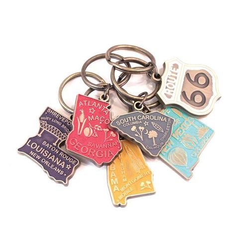 State Keychains & Route 66 Enamel Keychains, Hanging Medals, Car Wrap Design, Cute Car Accessories, Car Hacks, Pink Interior, Cute Keychain, Car Keychain, Cute Cars