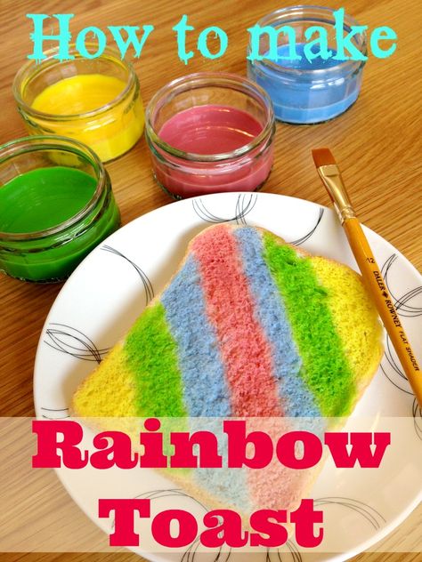 How to make rainbow toast - Create artwork you can eat, it's so much fun! #children #cooking #activity Simple Cooking Activities For Kids, Eyfs Cooking, Rainbow Toast, Unicorn Activities, Classroom Cooking, Kids Cooking Activities, Children Cooking, Childrens Cooking, Preschool Cooking