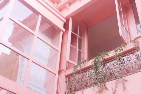 A HINT OF PINK Pink Building, Old Pink, The Window, Lost, Building, Plants, Pink