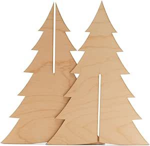 2-Piece Slotted Wooden Christmas Tree 18 inch, Pack of 1 Unfinished Wood Cutouts for Crafts and Party Décor, by Woodpeckers Christmas Wood Cutouts, Wood Christmas Trees, Tree Cutout, Party Painting, Wood Trees, Wooden Christmas Tree, Crafts Party, Fourth Of July Food, Painting 3d