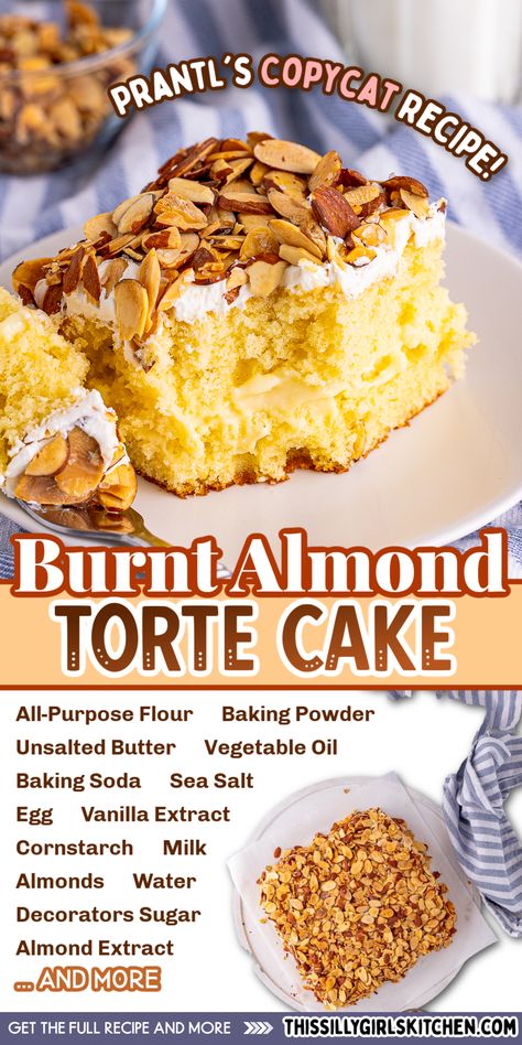 Almond Torte Cake Recipe, Burnt Almond Torte Recipe, Almond Torte Cake, Burnt Almond Torte, Custard Frosting, Almond Torte, Buttered Vegetables, Almond Cake Recipe, Torte Cake