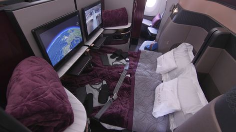 Inside Qatar Airways' new Airbus A350-1000 luxury business class suites, with seats that transform into double beds http://feeds.businessinsider.com.au/~/559496616/0/businessinsideraustralia~Inside-Qatar-Airways-new-Airbus-A-luxury-business-class-suites-with-seats-that-transform-into-double-beds #business Q Suite Qatar Airways, Travelling Together, Airbus A350, Purple Mattress, Beauty Corner, Futuristic Interior, Board Inspiration, Luxury Business, Vision Board Inspiration