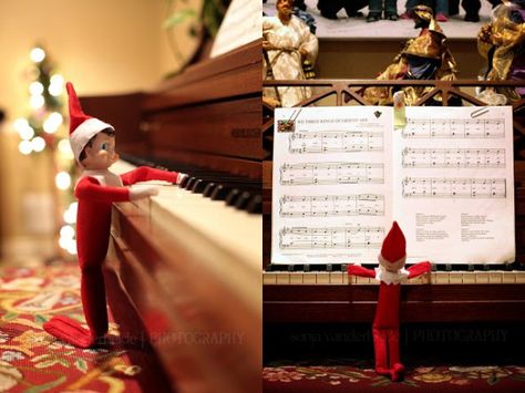 15 MORE Fun Elf on the Shelf Ideas Wlf On The Shelf, Holiday Traditions Family, Awesome Elf On The Shelf Ideas, The Elf On The Shelf, Xmas Elf, Elf Antics, Elf Fun, Santa's Little Helper, Playing Piano