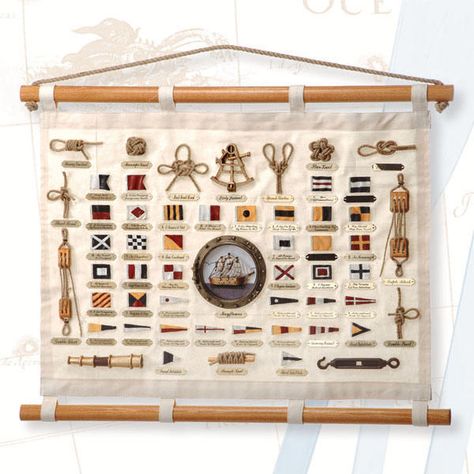 first mate's knot chart Knot Board, Sailing Knots, Sailing Decor, Nautical Flag, Types Of Knots, Nautical Knots, Signal Flags, Nautical Flags, Coastal Wall Decor