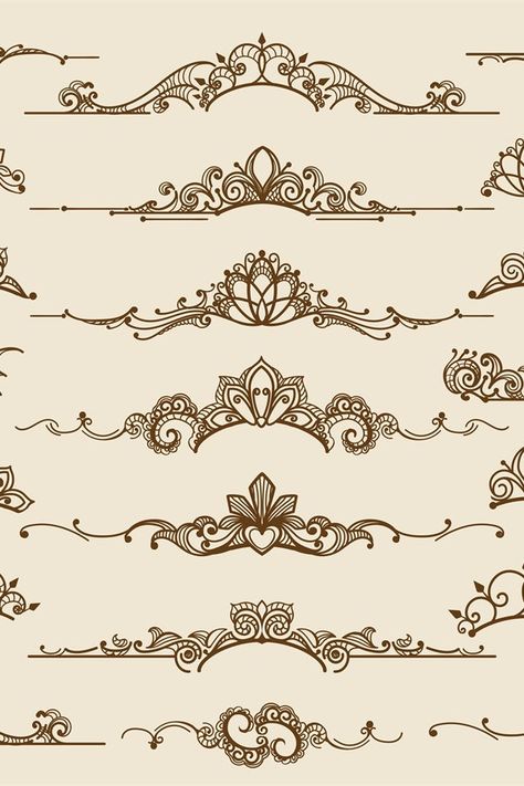 #victorian #filigree #vector #element #border #vintage #decorative #ornament #design #royal Tattoo Boarder Design, Royal Design Pattern, Antique Border Design, Filigree Border Design, Victorian Scrollwork Patterns, Antique Pattern Design, Ornamental Border Design, Victorian Ornaments Design, Border Vector Design