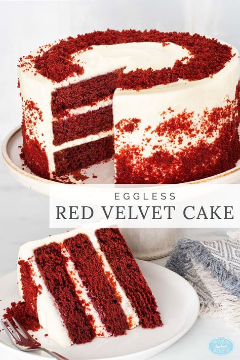 Eggless Red Velvet Cake Recipe, Red Velvet Cake Ingredients, Cake Recipe In Urdu, Eggless Cupcakes, Eggless Red Velvet Cake, Eggless Cakes, Red Velvet Recipes, Red Velvet Cake Recipe, Velvet Cake Recipes