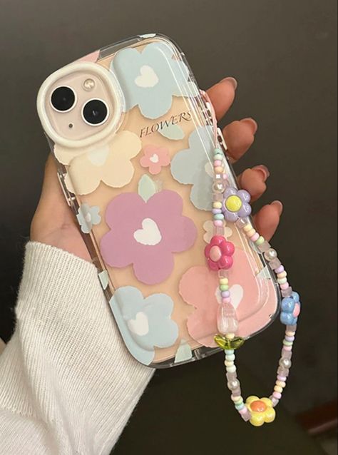 Sweet Lovely Tulip Flower Beaded Mobile Phone Charm Strap Women Fashion Phone Chain Phone Cover With Chain, Phone Chain Ideas, Phone Beads Chain, Phone Strap Aesthetic, Phone Charms Aesthetic, Mobile Charms, Fake Gifts, Beaded Mobile, Diy Phone Case Design