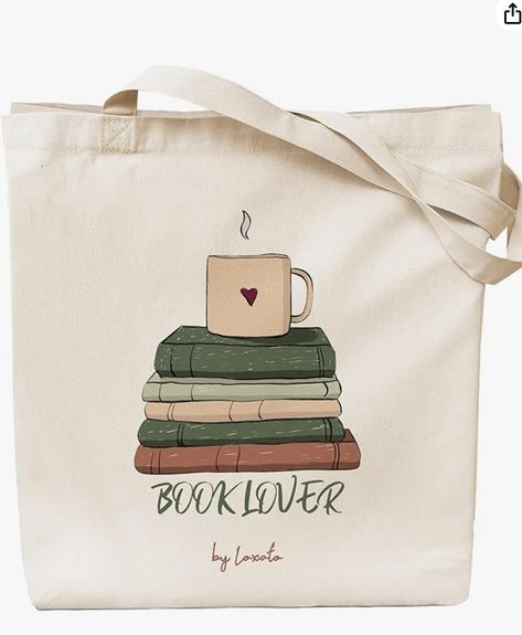 Loxato Tote Bags Aesthetic - Gifts For Book Lovers Women - Canvas Tote Bag Book Theme - Book Nerd Tote - Bookish Gifts Tote Bag For Books, Painting For Book Lovers, Book Bag Painting Ideas, Painted Totes Ideas, Book Tote Bag Painting Ideas, Book Tote Bag Aesthetic, Cute Tote Bag Design Paint Aesthetic, Tote Bag Book Design, Bookish Tote Bag