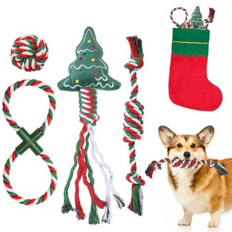 Christmas Dog Toys, Dog Stocking Stuffers, Christmas Dog Toy, Small Dog Toys, Dog Squeaky Toys, Puppy Chew Toys, Puppy Teething, Dog Stocking, Dog Toy Ball