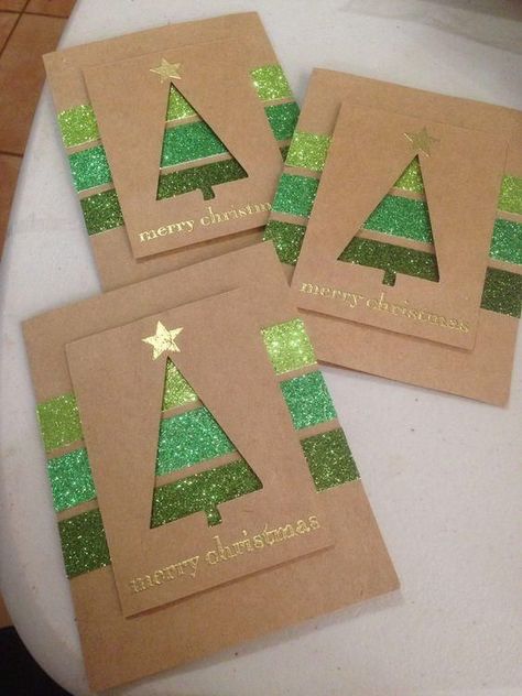 Christmas History, Simple Christmas Cards, Crafting Inspiration, Card Inspo, Christmas Card Art, Homemade Christmas Cards, Christmas Card Crafts, Christmas Tree Cards, Xmas Card