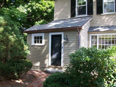 Mudroom addition - traditional - exterior - boston - Cabot Building & Design, Inc. Mudroom Addition Exterior, Mud Room Addition, Mudroom Design Ideas, Addition Exterior, Mudroom Addition, Small Mudroom, Basement Entrance, Bump Out, Room Extensions