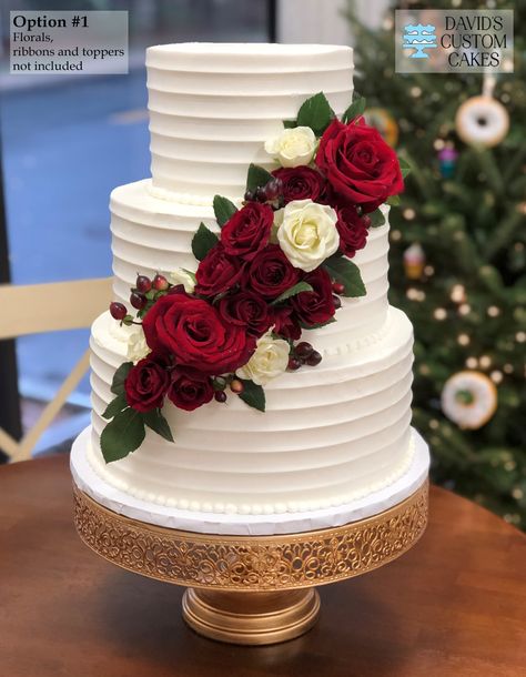 Here is where you can see our Package Cake Designs. Red And Silver Wedding Cake, Burgundy And Champagne Wedding Cake, Christian Wedding Cake Designs, Red Wedding Cake Elegant, Wedding Cake Simple Elegant Classy, White And Red Wedding Cake, Christmas Cakes Ideas, Red And White Wedding Cake, Wedding Cakes Maroon