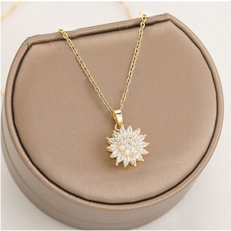 Crystal Sunflower Pendant Necklace, Flower Charm Necklace with Zircon, Summer Necklace, Daisy Charm Necklace, Delicate Gift for Women by Iasjewlershop on Etsy قلادات متدلية, Sunshine Necklace, Eagle Necklace, Picture Pendant, Sunflower Pendant, Sunflower Necklace, Celtic Knots, Necklace Flower, Mens Jewelry Necklace