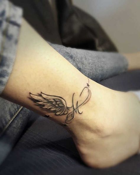 Angel Wing Tattoo, Tribute Tattoos, Remembrance Tattoos, Cool Wrist Tattoos, Wing Tattoo, Mother Tattoos, Парные Тату, Wrist Tattoos For Women, 1 Tattoo