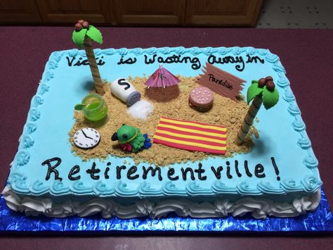 Jimmy Buffett Margaritaville Retirement Cake Jimmy Buffet Retirement Party, Margaritaville Retirement Party, Margaritaville Cake, Retirement Cake Ideas For Men, Jimmy Buffett Party, Retirement Party Cakes, Margaritaville Party, Cruise Theme, Mexican Cake