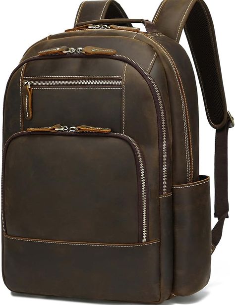 Amazon.com: Taertii Full Grain Genuine Leather Backpack for Men, 16" Laptop Rucksack Backpack for Travel Business 32L - Brown : Electronics Luxury Laptop Backpack, Leather Sling Bags, Backpack For Travel, Leather Backpack For Men, Laptop Travel, Luggage Strap, Bags Messenger, Rucksack Backpack, Laptop Rucksack