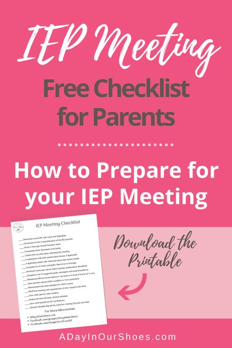 Iep Meeting Checklist, Iep Binder, Iep Organization, Iep Meetings, Iep Goals, Teacher Conferences, Confidence Kids, Free Checklist, Printable Checklist