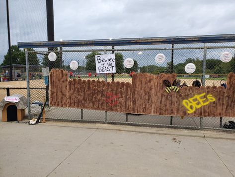 The Sandlot Girls dugout decoration! Dugout Decorations Softball, Baseball Dugout Halloween Decorations, Halloween Dugout Decorations, Halloween Baseball Tournament, Sandlot Decorations, Sandlot Trunk Or Treat, Sandlot Costume, Sandlot Birthday, Softball Dugout