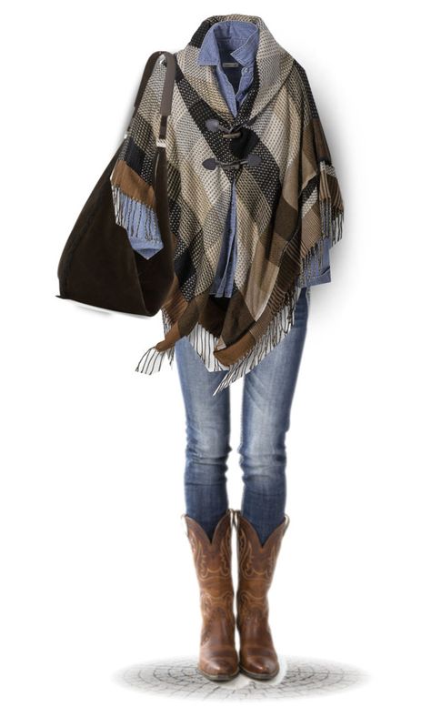 Mode Country, Poncho Outfit, Women Hiking, Mode Hippie, Plaid Poncho, Hiking Fashion, Outfit Women, Elegantes Outfit, Outfit Winter