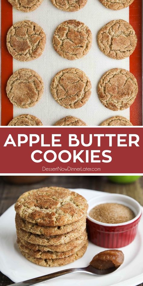 Apple Snickerdoodles Cookies, Apple Crinkle Cookies, Apple Butter Uses Healthy, How To Use Up Apple Butter, Apple Brown Butter Cookies, Apple Butter What To Do With, Christmas Apple Recipes, Vegan Apple Butter Cookies, Using Apple Butter In Recipes