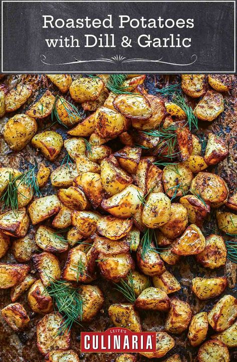 Potatoes With Dill, Roasted Red Cabbage, Root Vegetables Recipes, Rosh Hashanah Recipes, Dill Potatoes, Dill Recipes, Potatoes In Oven, Easy Roast Chicken, Roasted Red Potatoes