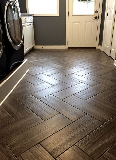 Bedroom Floor Tiles, Modern Floor Tiles, Laundry Room Tile, Herringbone Tile Floors, Floor Tiles Design, Herringbone Wood Floor, Wood Tile Floors, Wooden Tile, Floor Tile Design