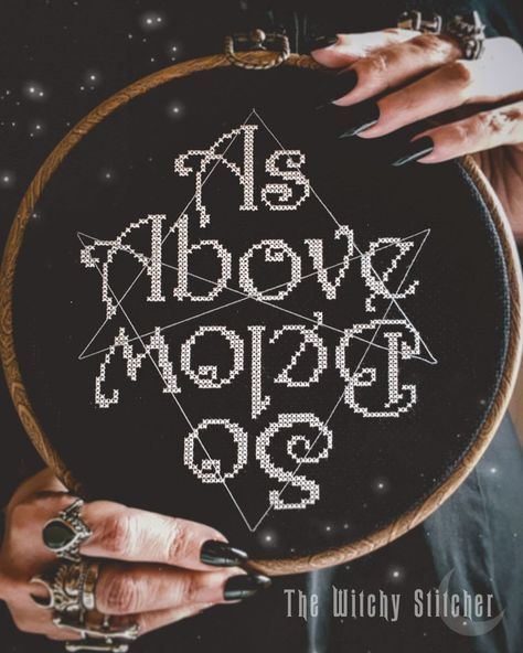 As Above So Below ~ Cross Stitch Pattern  "As above, so below, as within, so without, as the universe, so the soul" - Hermes Trismegistus Stitch Witches Unite!  Stitch the symbol in the background as bold or as subtle as you like. KIT available on website! https://www.thewitchystitcher.com/product-page/kit-as-above-so-below Finished stitch area on 14 ct Aida is 6 inches wide by 7 inches high. ★This listing is for the pattern only. No physical item will be sent. It is an instant download PDF. ★Th Pagan Cross Stitch, Witch Pattern, Witch Cross Stitch, Stitch Witchery, As Above So Below, Cross Stitch Finishing, Quick Stitch, Crochet Cross, Cross Stitch Patterns Free