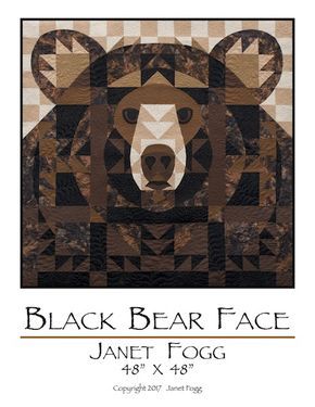 Quilt : Black Bear Face by Janet Fogg Wildlife Quilts, Bear Paw Quilt, Quilt Modernen, Bear Quilts, Animal Quilts, Bear Face, Quilt Baby, Traditional Quilts, Barn Quilt