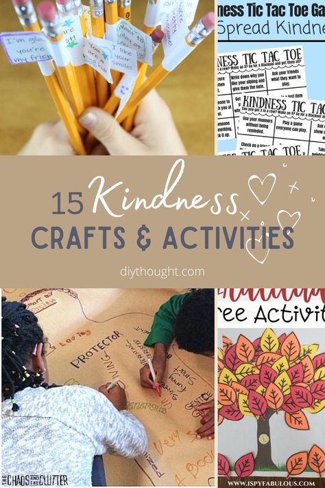 15 Kindness Crafts and Activities. Fun crafts that foster kindness. #kindness #craft Holiday Kindness Activities, Kindness Week School, Friendship Grams For School, Generosity Activities For Preschool, Kindness Toddler Crafts, Elementary Kindness Club, Kindness Kids Activities, Kindness Activities For Middle Schoolers, Elementary Kindness Activities