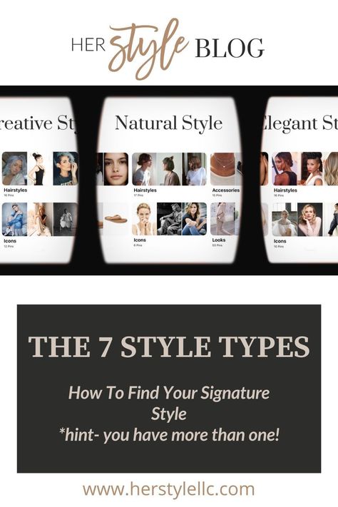 As a personal style coach and image consultant, I learned about Alyce Parsons and her 7 universal style types in school and it immediately changed the way I thought of my own personal style and how I needed to work with clients to find theirs. The truth is that most of us are more than one style type (usually 2 or 3). So read on to learn how to dial-in your own signature style from the 7 universal style types. | HER Style Heather Riggs What Are The Different Fashion Styles, Personal Style Types Outfit, Fashion Personality Types, How To Find Your Signature Style, 8 Style Aesthetics Types, Hoc Style Types, Different Fashion Styles Types List Women, Style Types Names, Womens Style Types