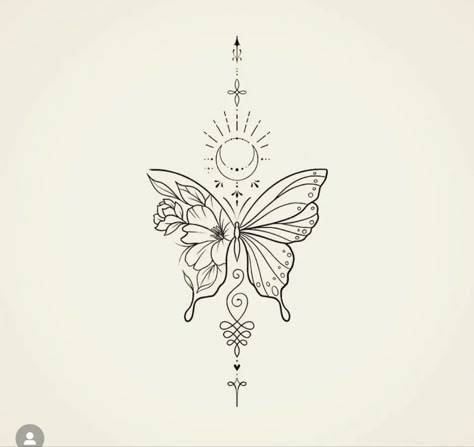 Spiritual Butterfly Tattoo, Butterfly Tattoos On Arm, Small Chest Tattoos, Clever Tattoos, Small Pretty Tattoos, 4 Tattoo, Spine Tattoos For Women, Red Ink Tattoos, Sternum Tattoo