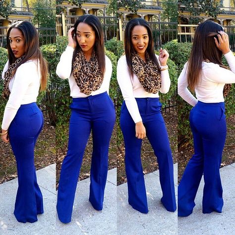 Cobalt Blue Pants Outfit Winter, What To Wear With Blue Pants, Electric Blue Pants Outfit, Blue Slacks Outfit Women, Cobalt Blue Pants Outfit, Electric Blue Pants, Cobalt Blue Pants, Blue Pants Outfit, Casual Work Attire