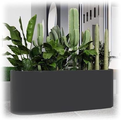 Amazon.com : GZHERVICES Rectangular Self Watering Flower Bed, Commercial Square Partition Flower Pot Trough Modern Decorative Planter for All House Plants Flowers Herbs (Color : Black, Size : 80x30x50cm) : Patio, Lawn & Garden Planter Partition, Office Flowers, Decorative Planters, Self Watering, Flower Bed, Plants Flowers, Office Interior, Water Flowers, Flower Beds